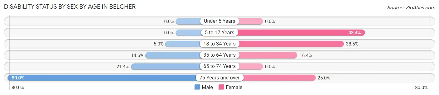 Disability Status by Sex by Age in Belcher
