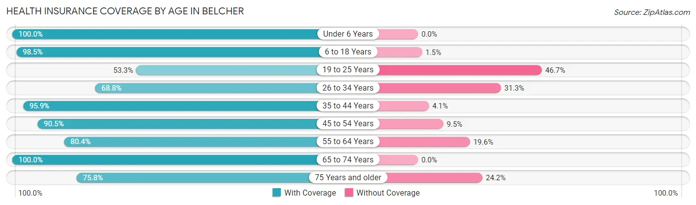 Health Insurance Coverage by Age in Belcher