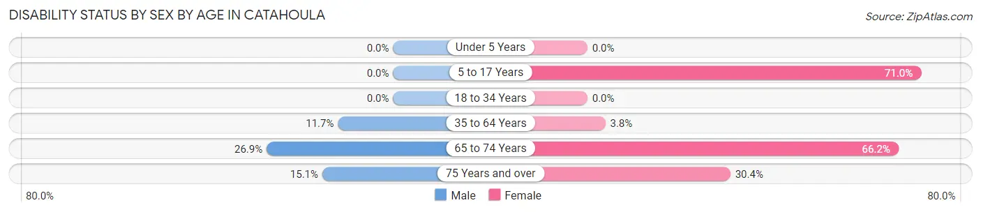 Disability Status by Sex by Age in Catahoula