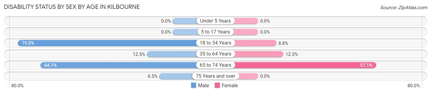 Disability Status by Sex by Age in Kilbourne