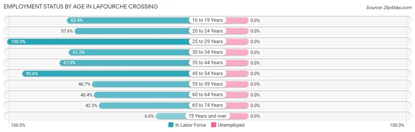 Employment Status by Age in Lafourche Crossing
