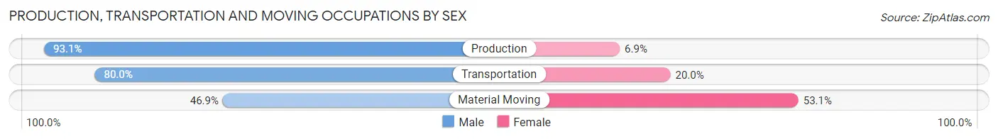 Production, Transportation and Moving Occupations by Sex in Meraux