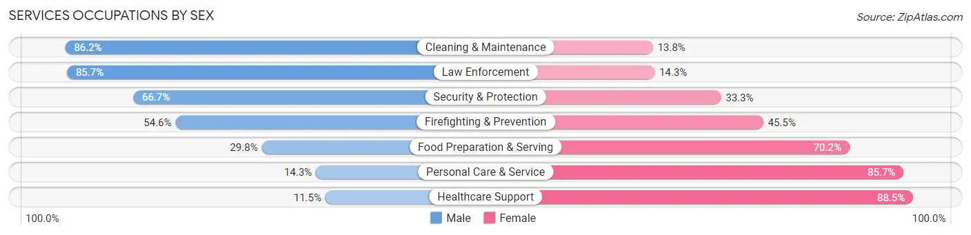 Services Occupations by Sex in New Llano