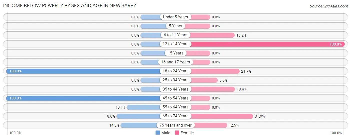 Income Below Poverty by Sex and Age in New Sarpy