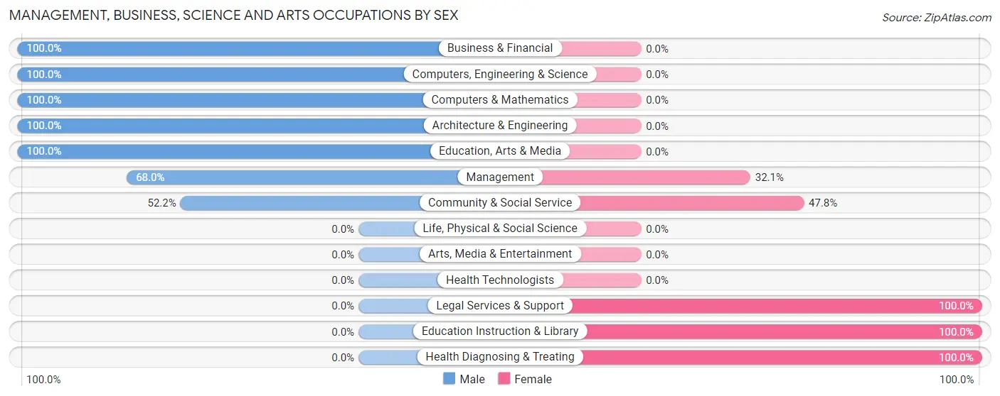 Management, Business, Science and Arts Occupations by Sex in Ossun