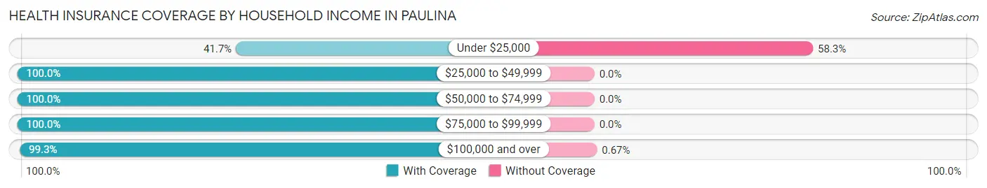 Health Insurance Coverage by Household Income in Paulina