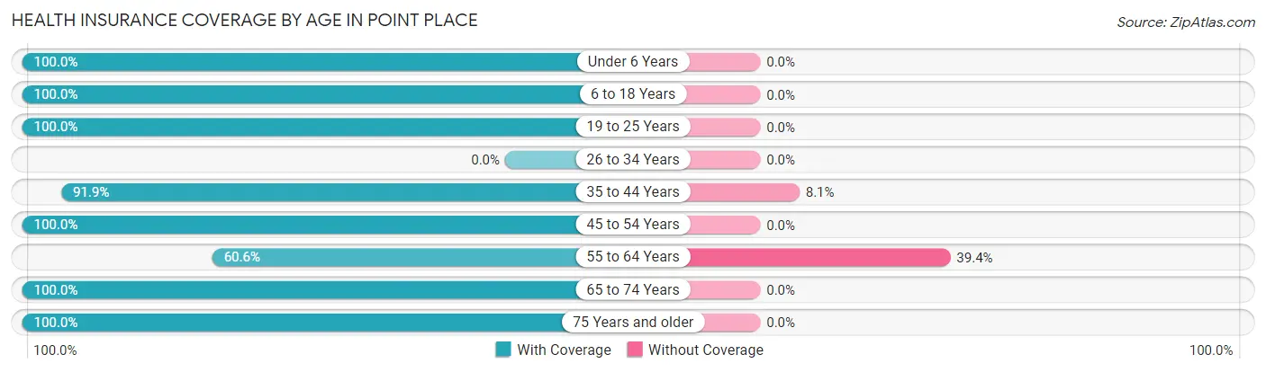 Health Insurance Coverage by Age in Point Place