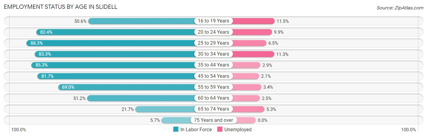 Employment Status by Age in Slidell