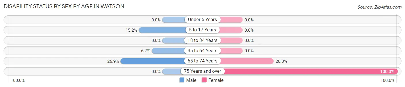 Disability Status by Sex by Age in Watson