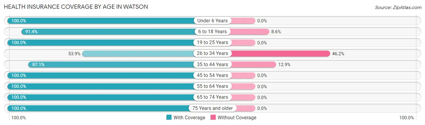 Health Insurance Coverage by Age in Watson