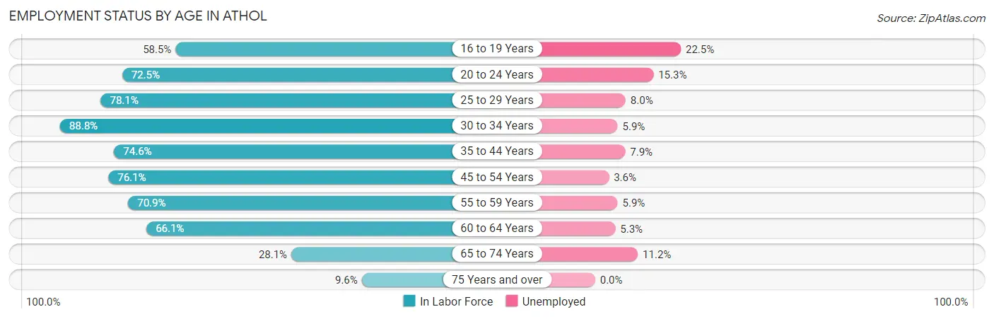 Employment Status by Age in Athol