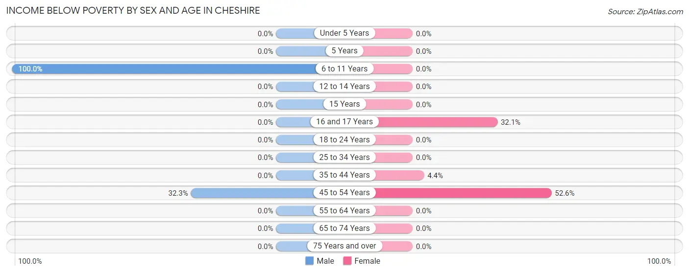Income Below Poverty by Sex and Age in Cheshire