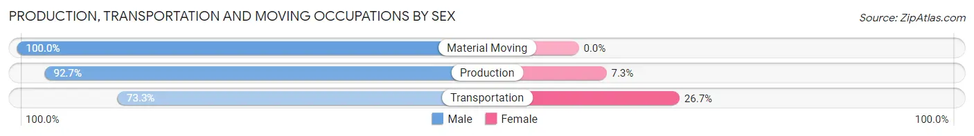Production, Transportation and Moving Occupations by Sex in East Brookfield