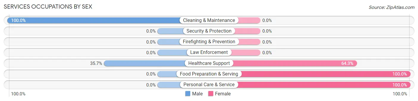 Services Occupations by Sex in East Brookfield