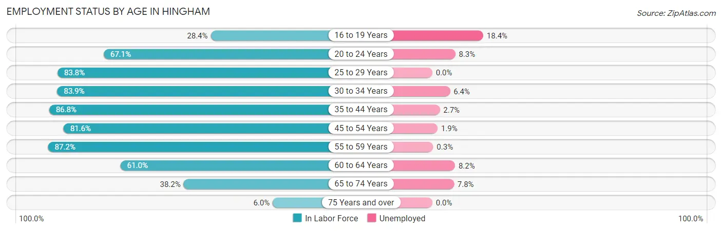 Employment Status by Age in Hingham