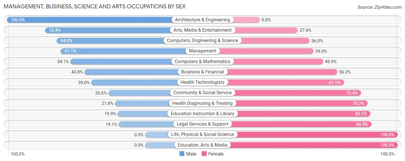 Management, Business, Science and Arts Occupations by Sex in Holbrook