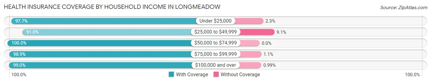 Health Insurance Coverage by Household Income in Longmeadow
