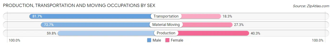Production, Transportation and Moving Occupations by Sex in Methuen Town