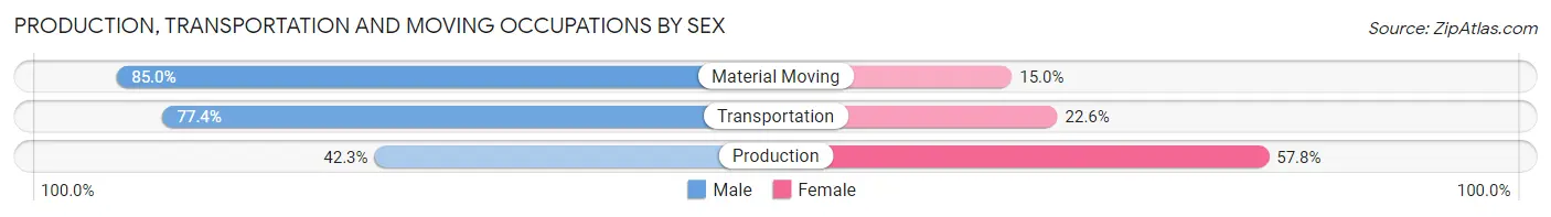 Production, Transportation and Moving Occupations by Sex in Middleborough Center
