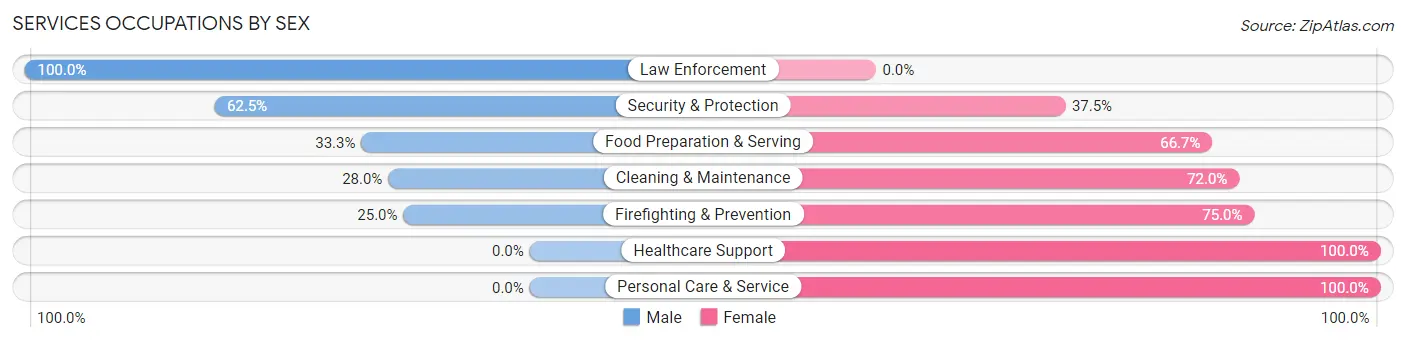 Services Occupations by Sex in Millers Falls