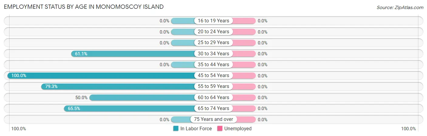 Employment Status by Age in Monomoscoy Island