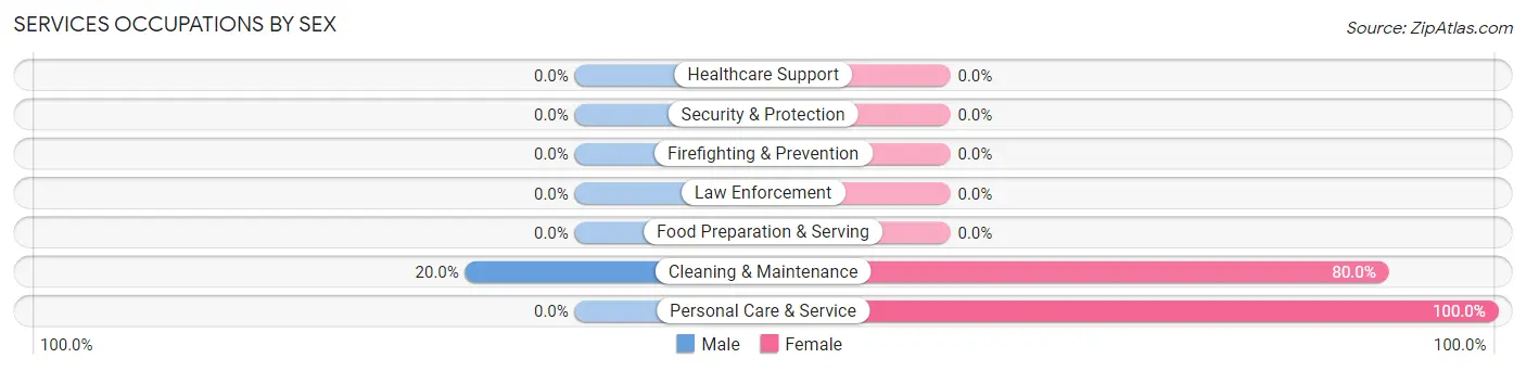 Services Occupations by Sex in North Eastham