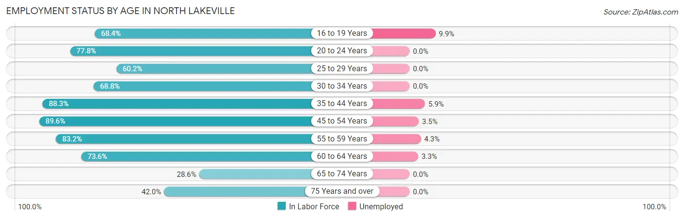 Employment Status by Age in North Lakeville