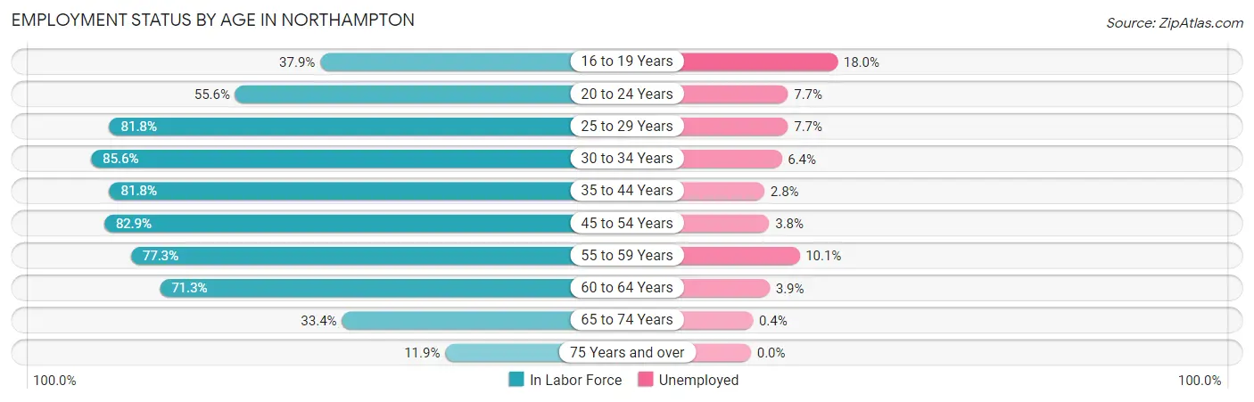 Employment Status by Age in Northampton