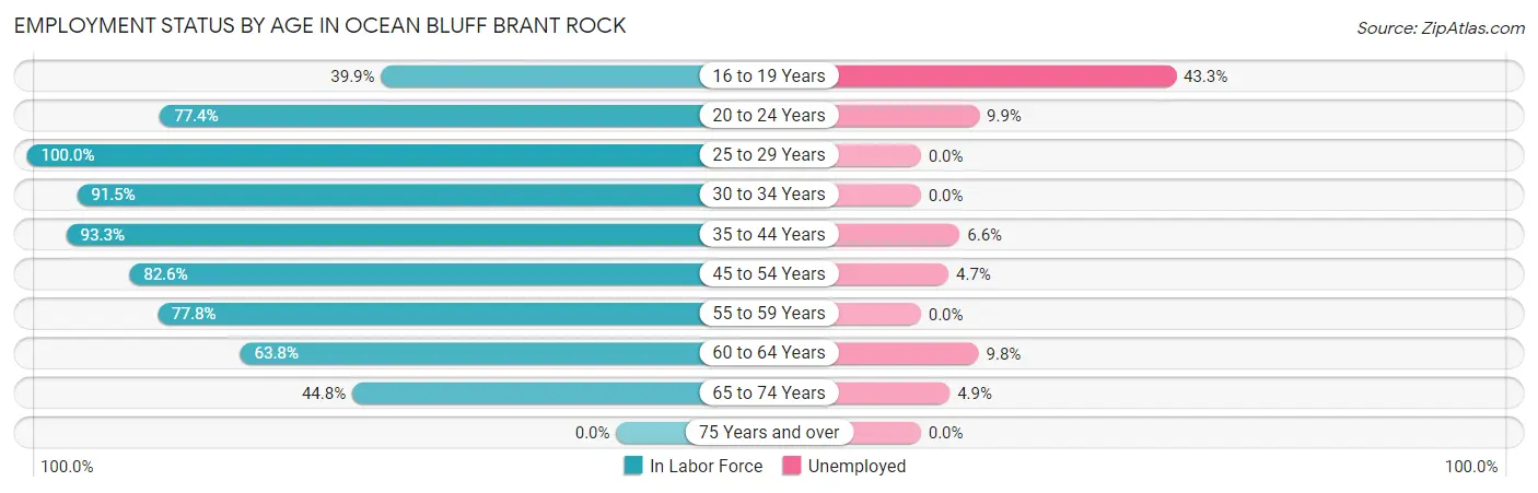 Employment Status by Age in Ocean Bluff Brant Rock