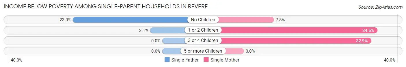 Income Below Poverty Among Single-Parent Households in Revere