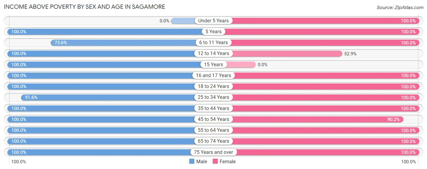 Income Above Poverty by Sex and Age in Sagamore