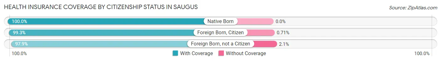 Health Insurance Coverage by Citizenship Status in Saugus