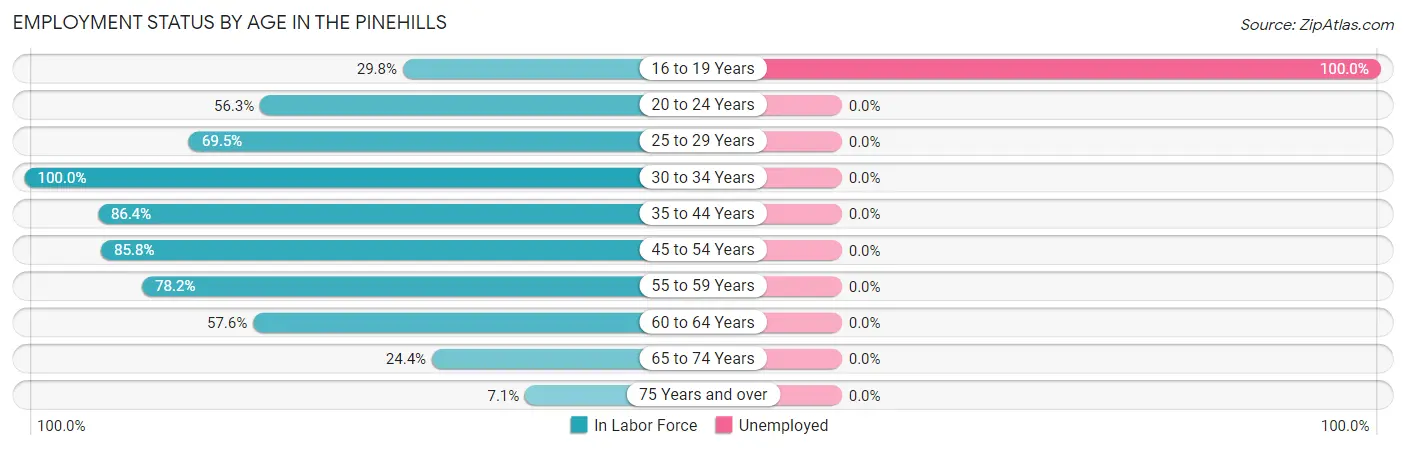 Employment Status by Age in The Pinehills