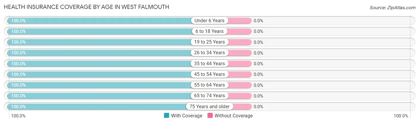 Health Insurance Coverage by Age in West Falmouth