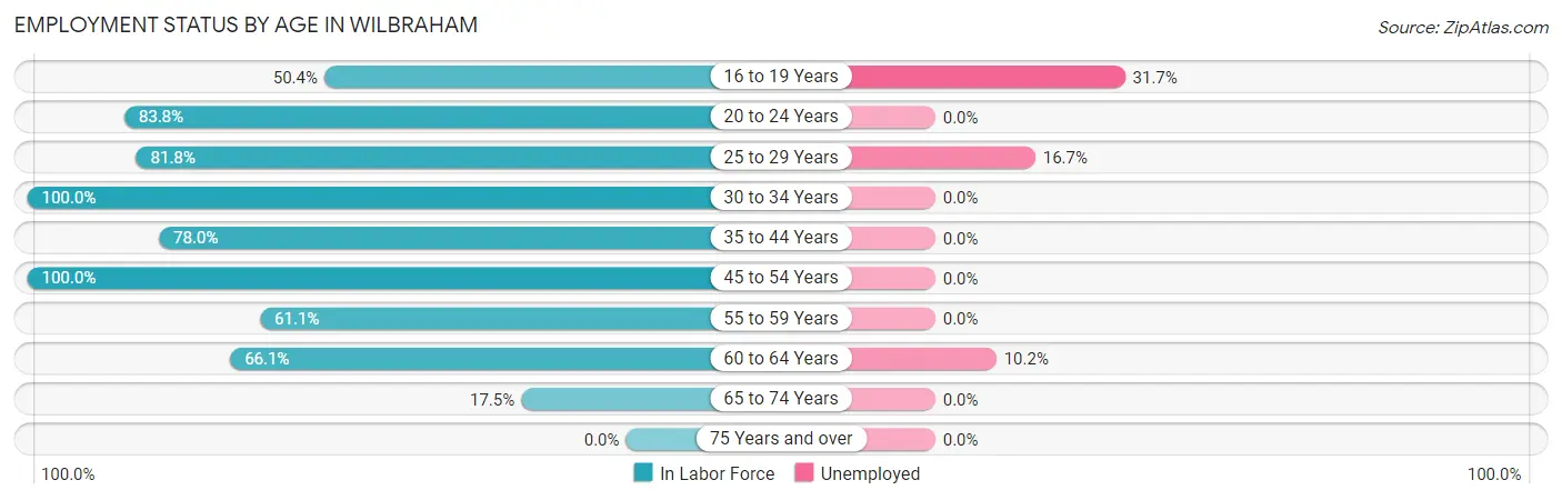 Employment Status by Age in Wilbraham