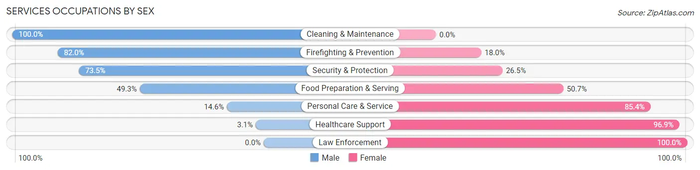 Services Occupations by Sex in Winchendon