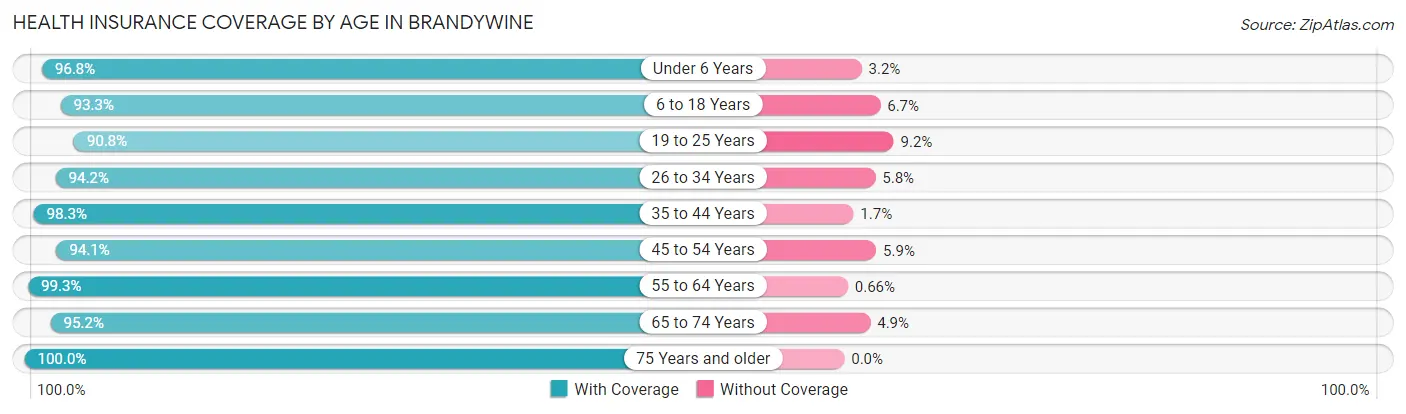 Health Insurance Coverage by Age in Brandywine