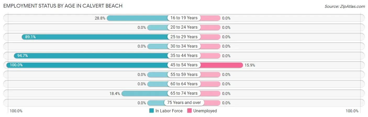 Employment Status by Age in Calvert Beach