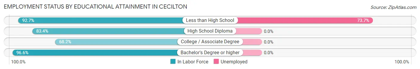 Employment Status by Educational Attainment in Cecilton