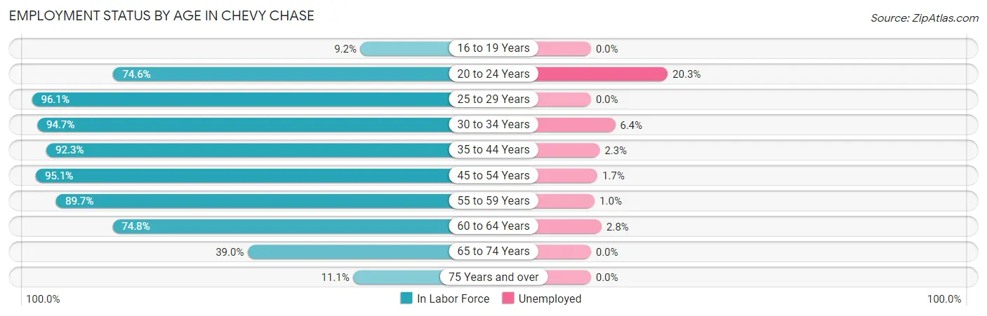 Employment Status by Age in Chevy Chase
