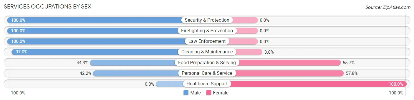 Services Occupations by Sex in Edgemere