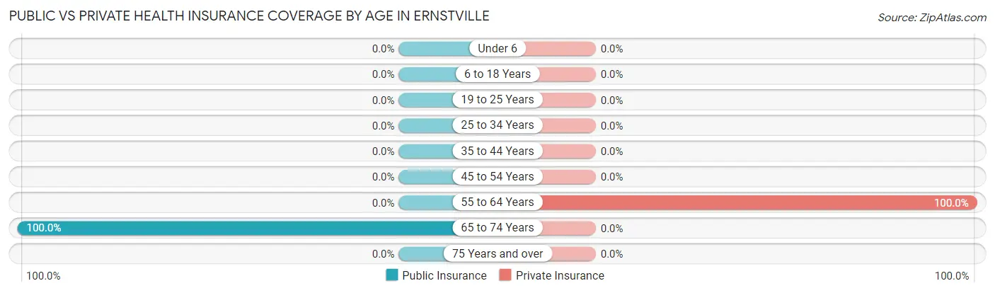 Public vs Private Health Insurance Coverage by Age in Ernstville