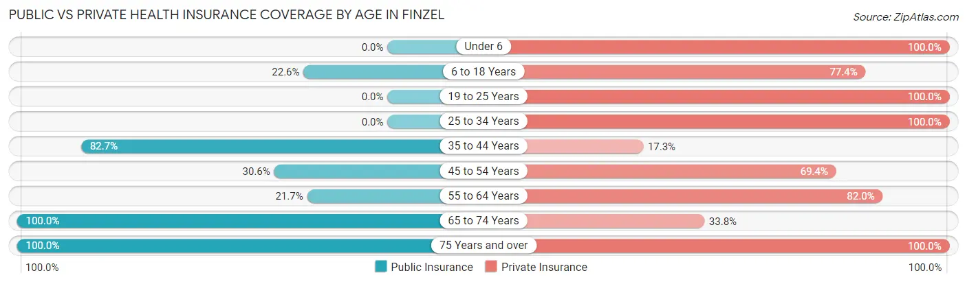 Public vs Private Health Insurance Coverage by Age in Finzel