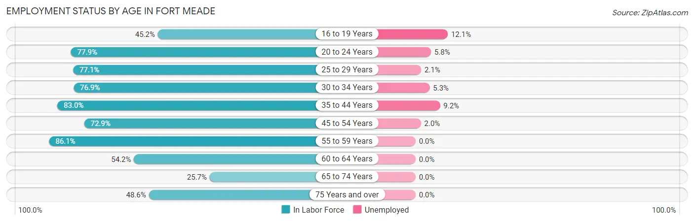 Employment Status by Age in Fort Meade