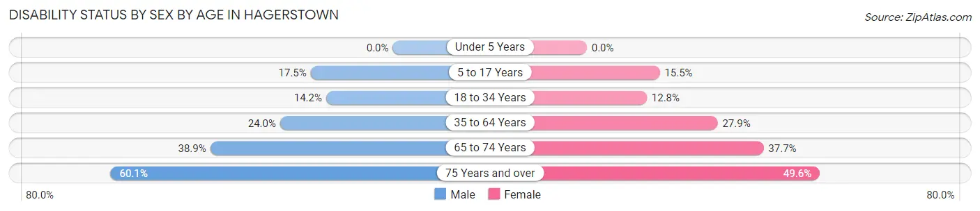 Disability Status by Sex by Age in Hagerstown