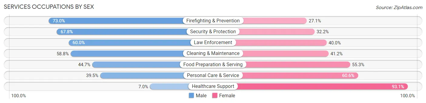 Services Occupations by Sex in Hagerstown