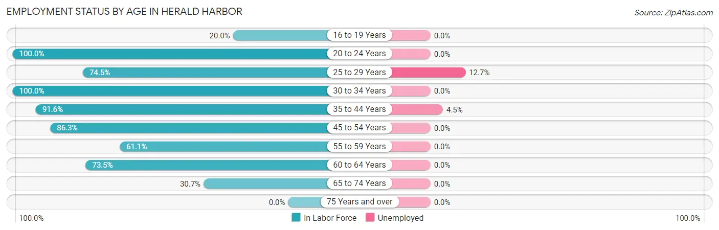 Employment Status by Age in Herald Harbor