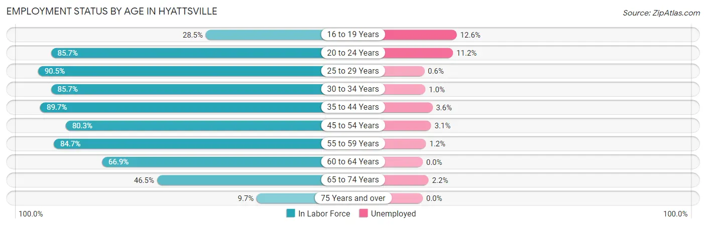 Employment Status by Age in Hyattsville