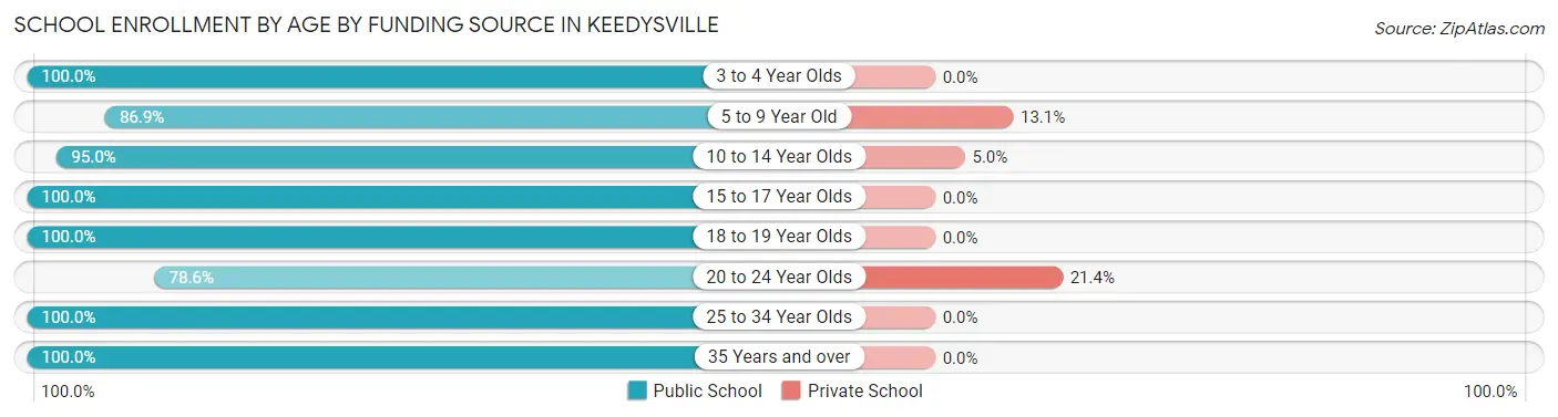 School Enrollment by Age by Funding Source in Keedysville