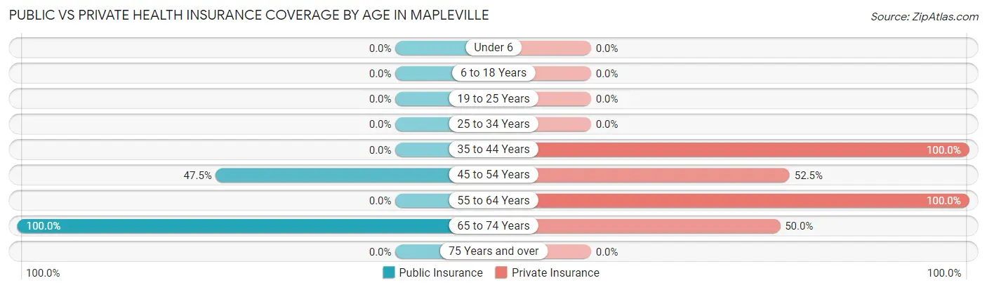 Public vs Private Health Insurance Coverage by Age in Mapleville